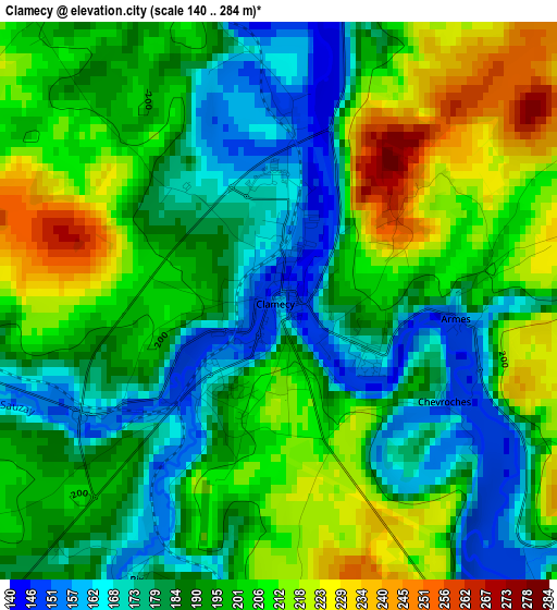 Clamecy elevation map