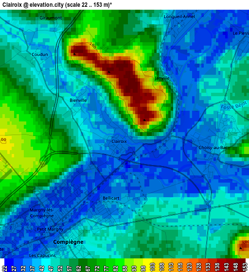 Clairoix elevation map