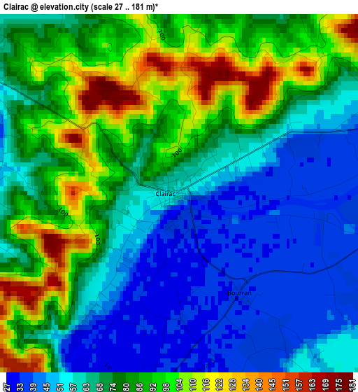 Clairac elevation map