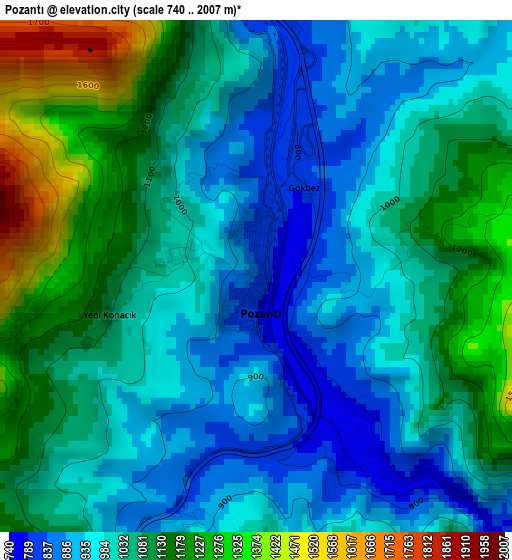 Pozantı elevation map