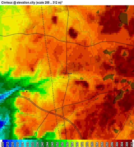 Civrieux elevation map