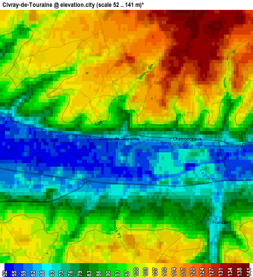 Civray-de-Touraine elevation map