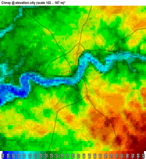 Civray elevation map