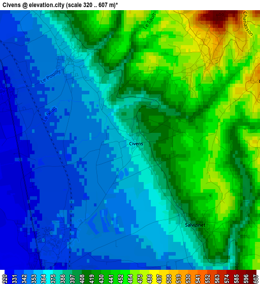 Civens elevation map