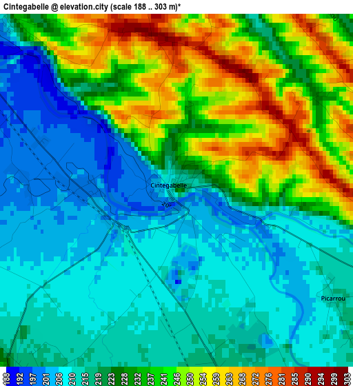 Cintegabelle elevation map