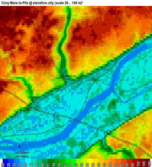 Cinq-Mars-la-Pile elevation map