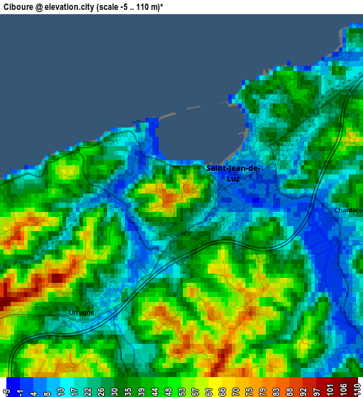 Ciboure elevation map