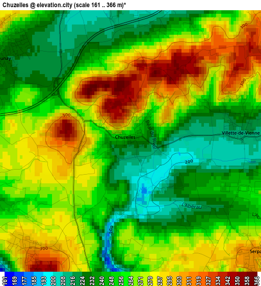 Chuzelles elevation map