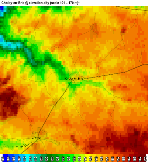 Choisy-en-Brie elevation map