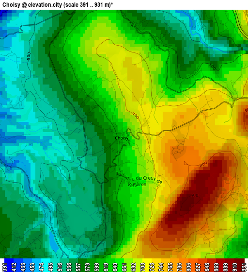 Choisy elevation map