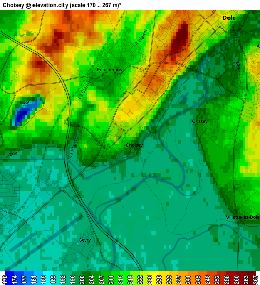 Choisey elevation map