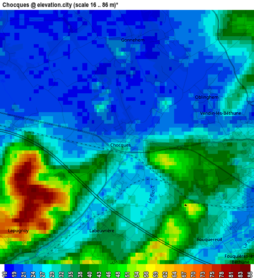 Chocques elevation map