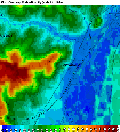 Chiry-Ourscamp elevation map