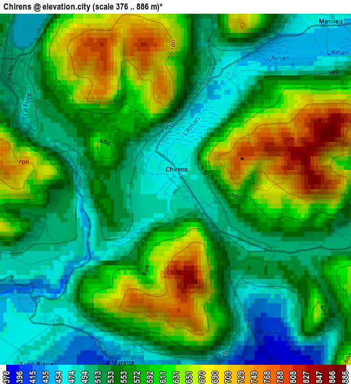 Chirens elevation map