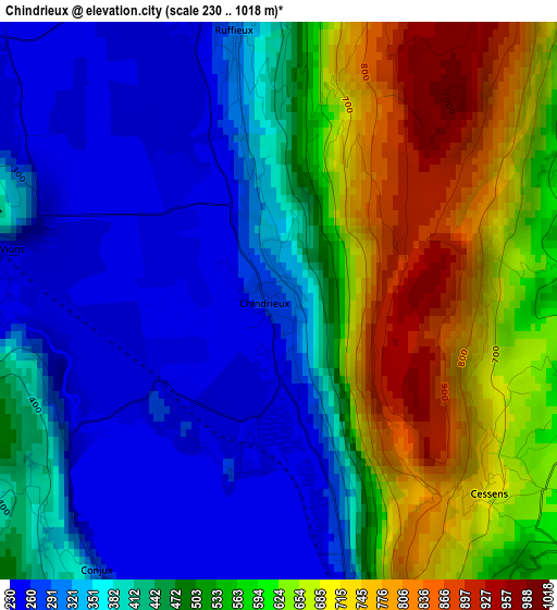 Chindrieux elevation map