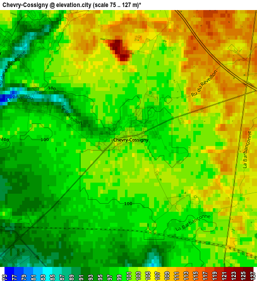 Chevry-Cossigny elevation map