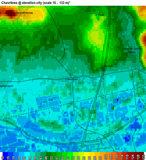 Chevrières elevation map