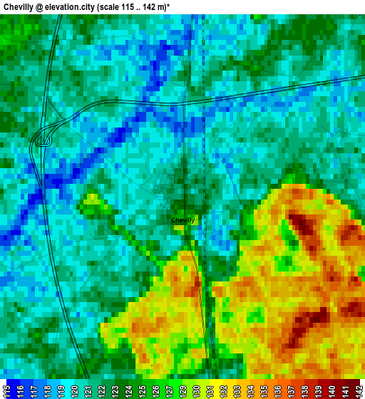Chevilly elevation map