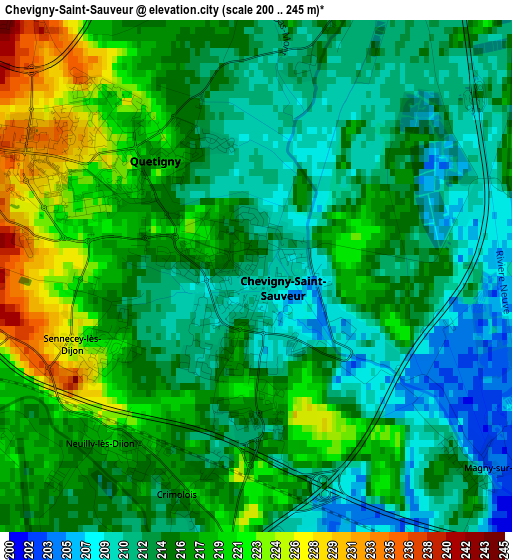 Chevigny-Saint-Sauveur elevation map