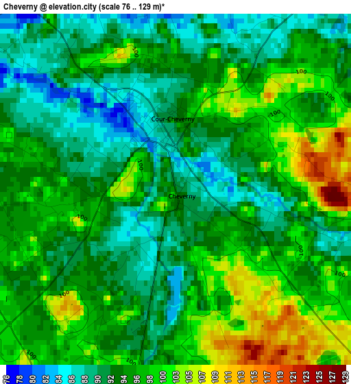 Cheverny elevation map