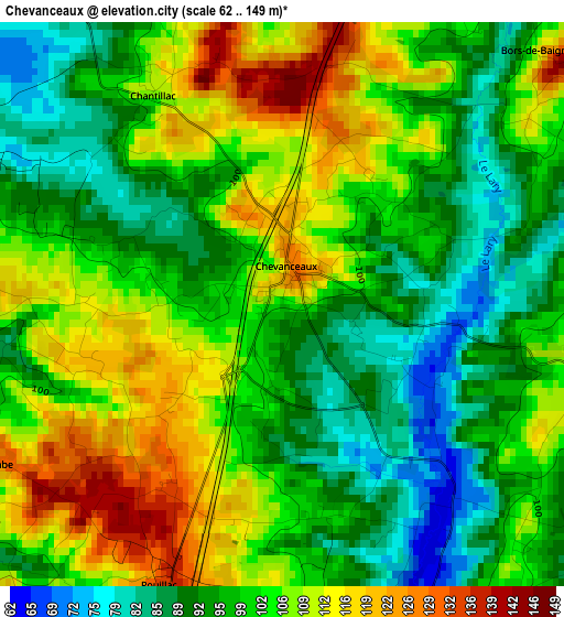 Chevanceaux elevation map