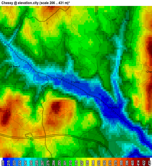 Chessy elevation map