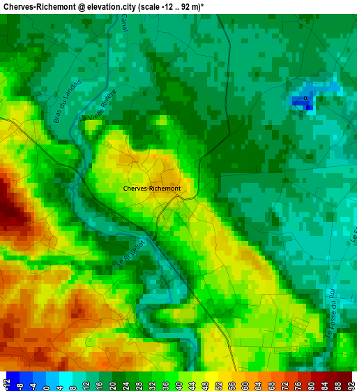 Cherves-Richemont elevation map