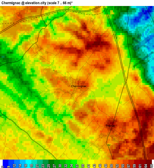 Chermignac elevation map