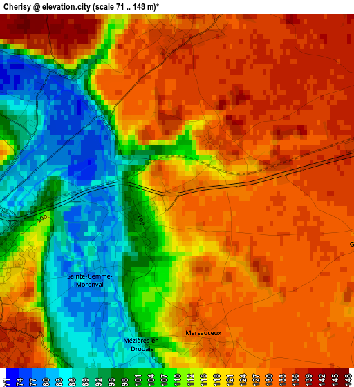 Cherisy elevation map