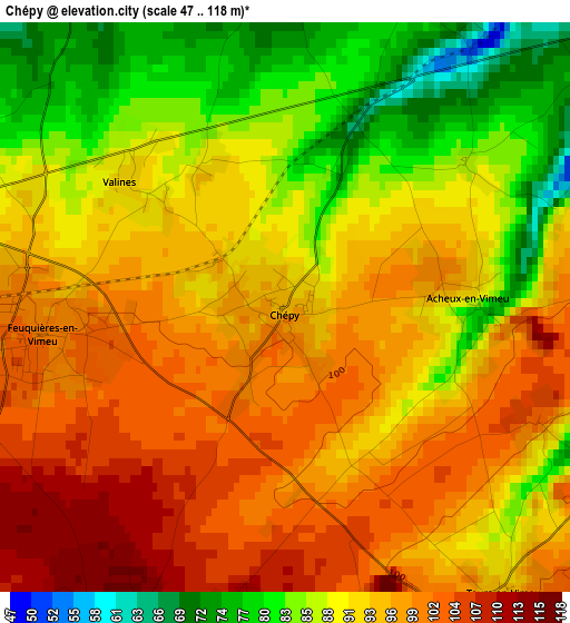 Chépy elevation map