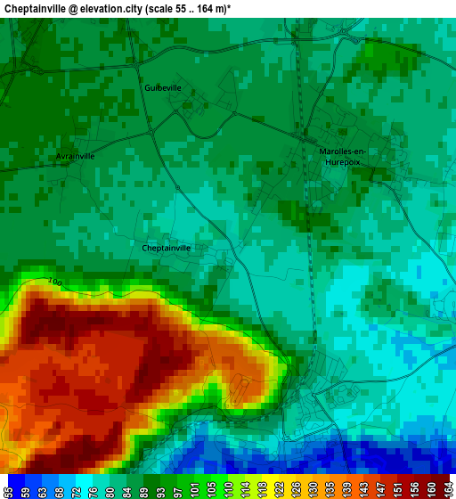 Cheptainville elevation map