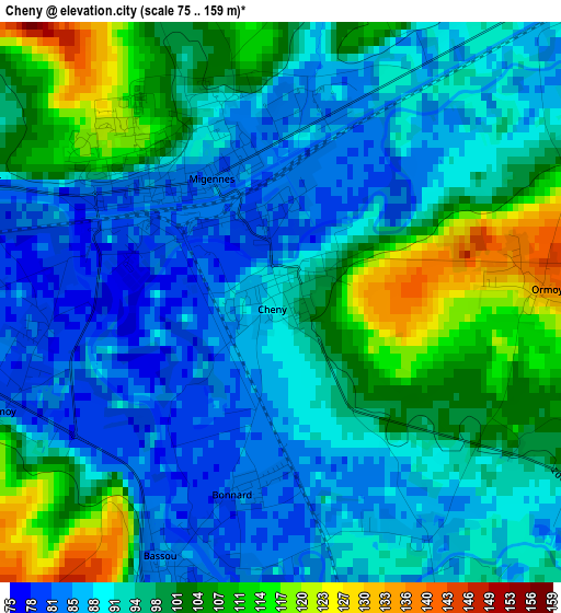 Cheny elevation map