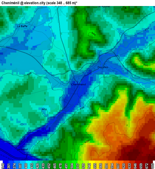 Cheniménil elevation map