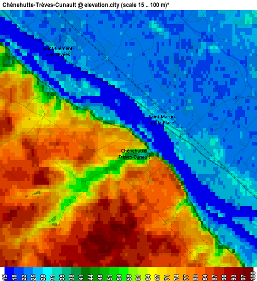 Chênehutte-Trèves-Cunault elevation map