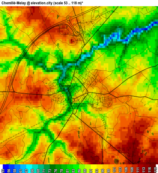 Chemillé-Melay elevation map