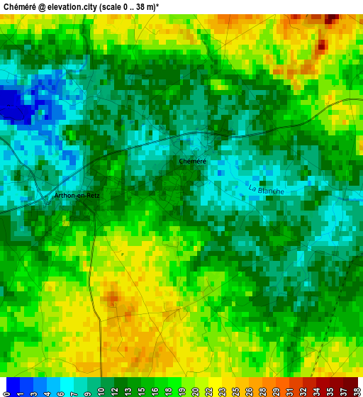 Chéméré elevation map