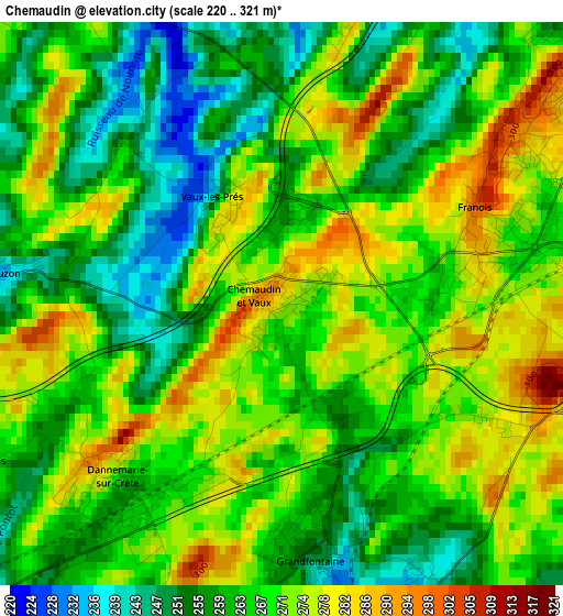 Chemaudin elevation map