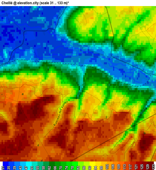 Cheillé elevation map