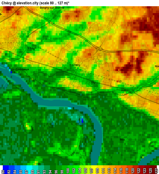 Chécy elevation map