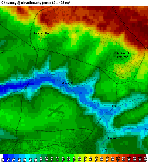 Chavenay elevation map