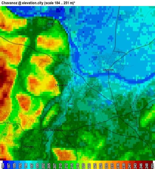 Chavanoz elevation map