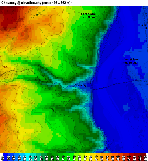 Chavanay elevation map