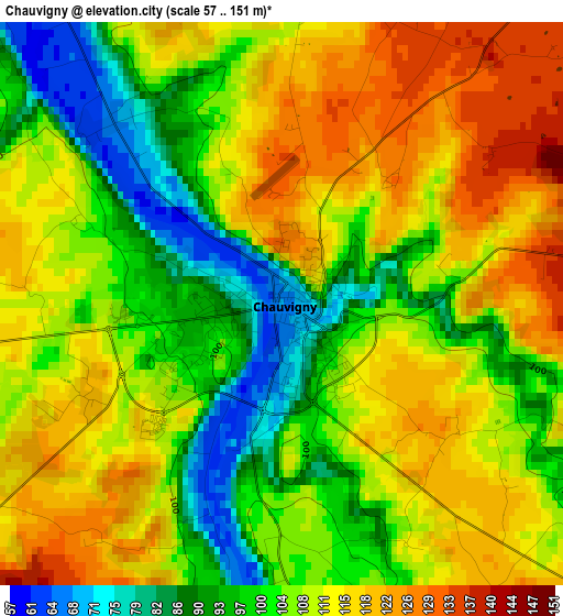 Chauvigny elevation map