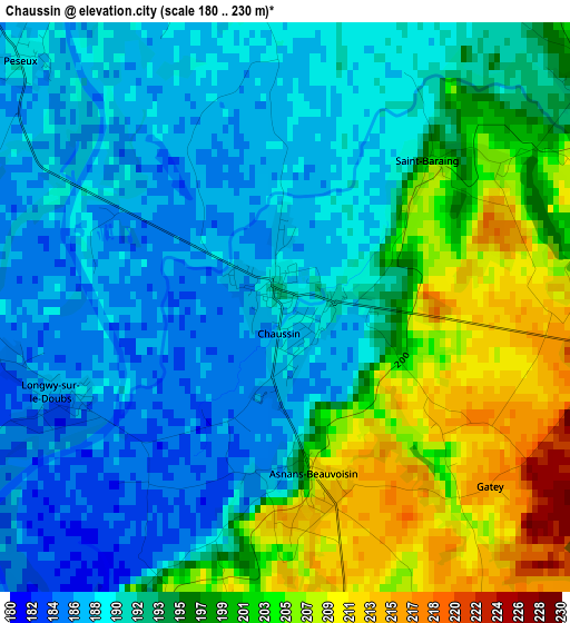 Chaussin elevation map