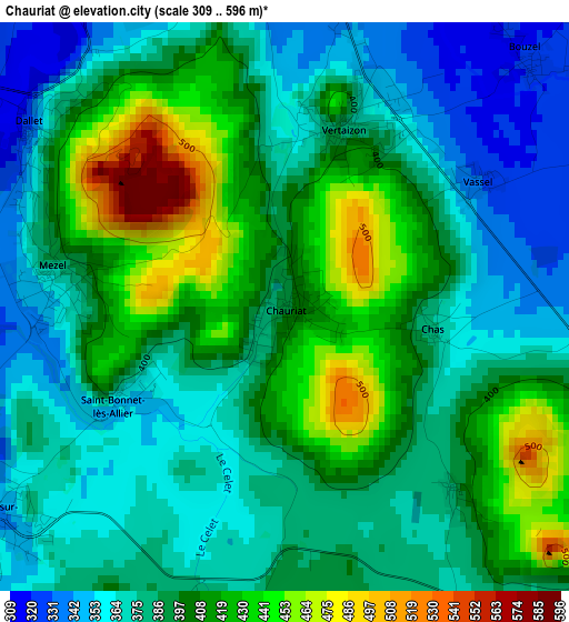 Chauriat elevation map