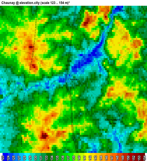 Chaunay elevation map