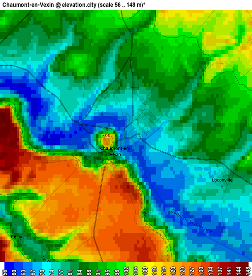 Chaumont-en-Vexin elevation map