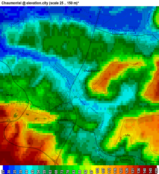 Chaumontel elevation map