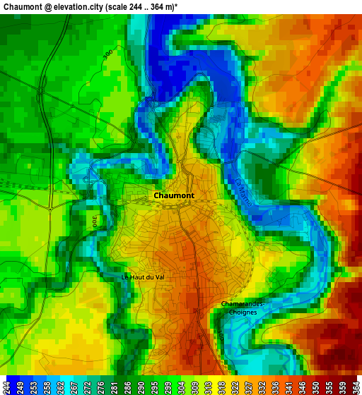 Chaumont elevation map