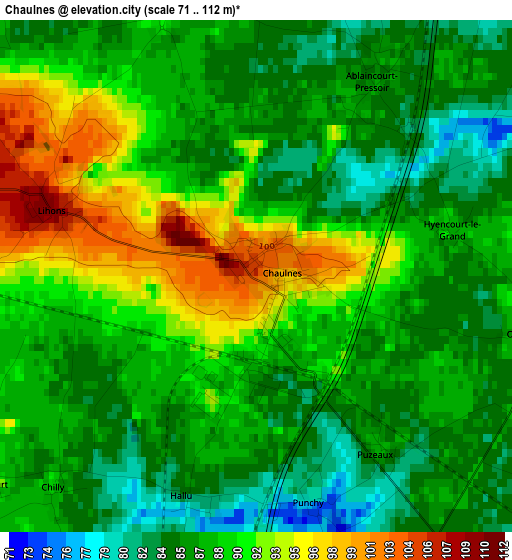 Chaulnes elevation map